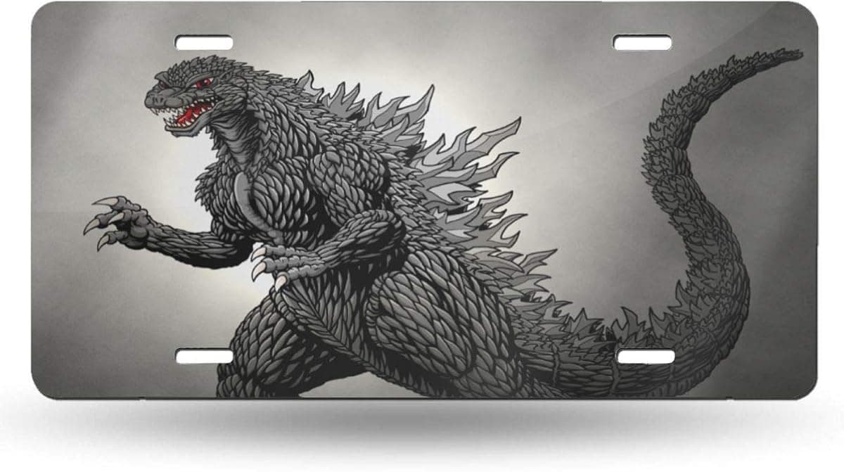YUANNING Imports 12" X 6" Godzilla License Plate Cover Funny License Plate