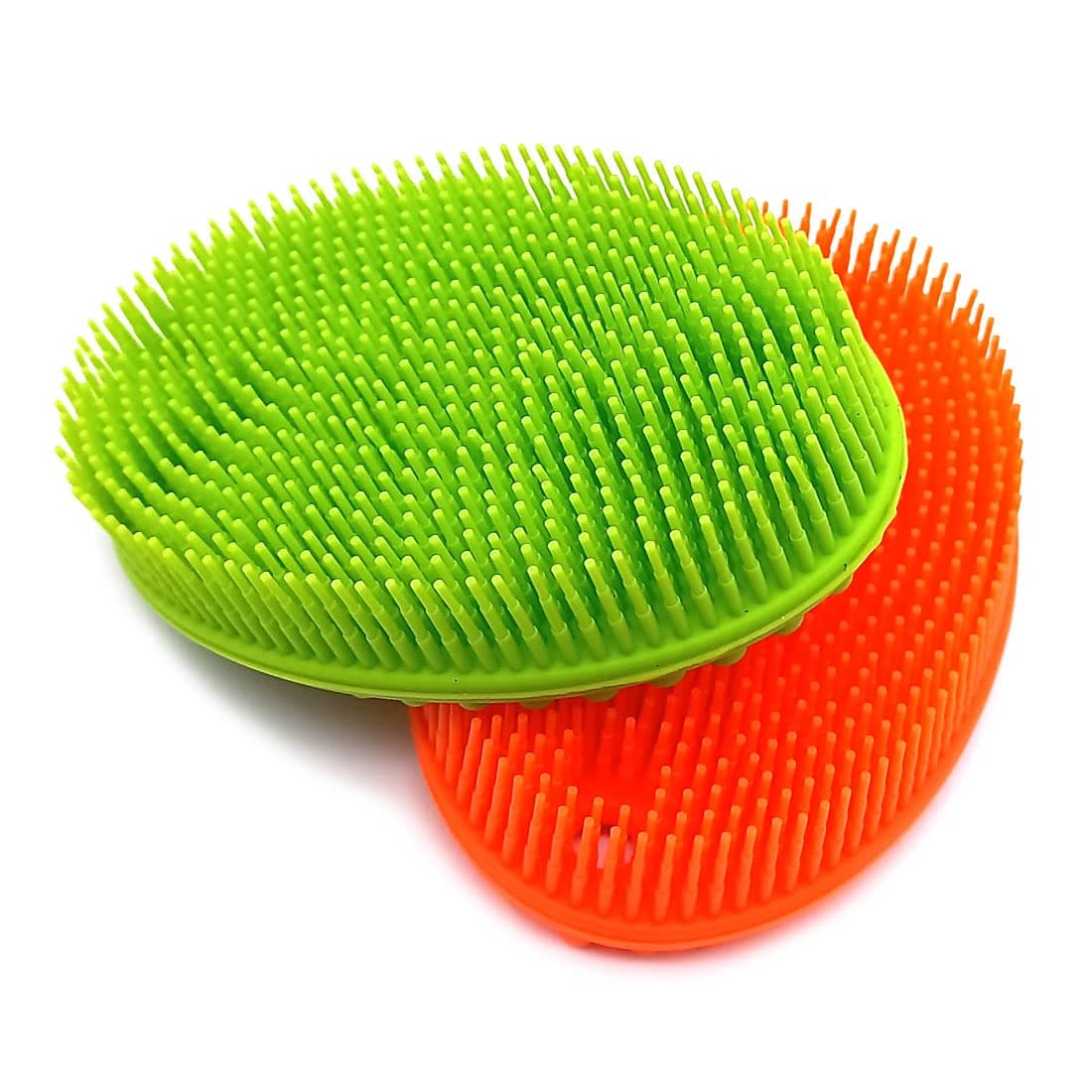 Bath and Shampoo Brush, Soft Silicone Body Skin Care Shampoo Massager Cleaning Back Scalp Scrubber Wet and Dry Scalp Massager Set of 2 (Random Colors)