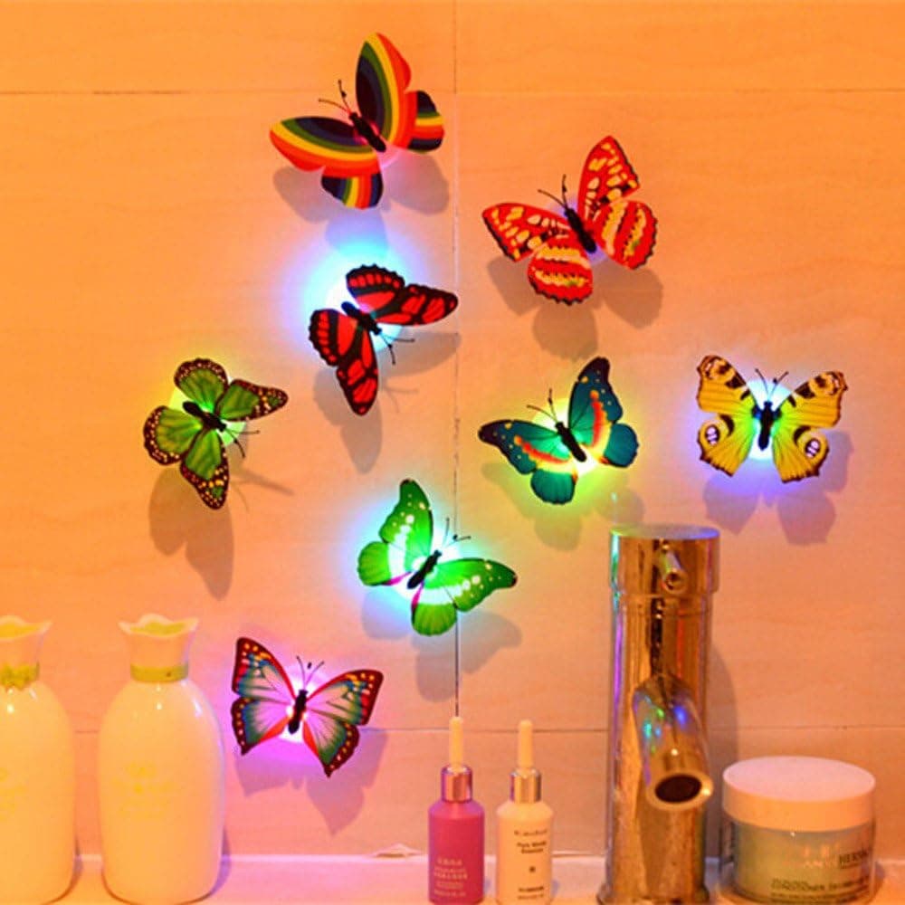 Tuscom Night Light, 10 Pcs LED Butterfly Wall Stickers Lights Wall Stickers 3D House Decoration