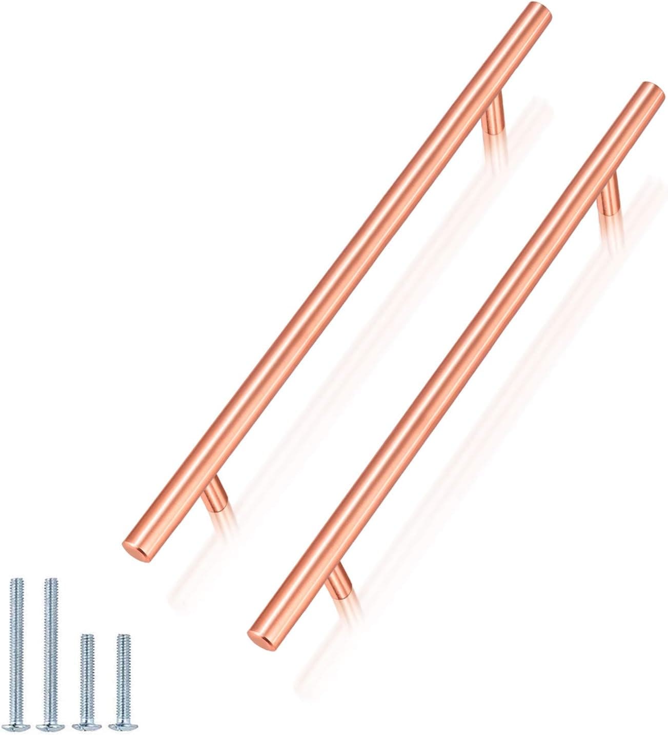 10Pack|10'' Solid Cabinet Pulls Rose Gold Drawer Handle Copper,Brushed Stainless Steel Kitchen Handle Pull Furniture Hardware,Diameter 10mm(2/5'')