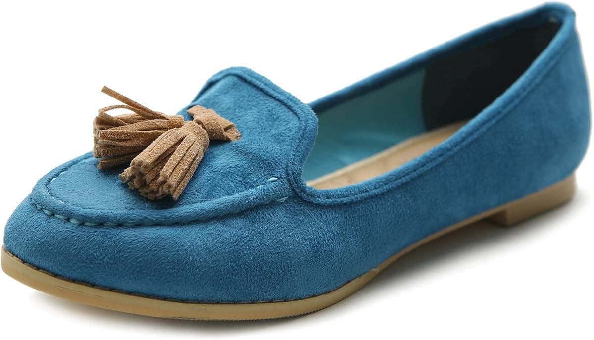 Ollio Women's Ballet Shoe Tassel Faux-Suede Cute Flat