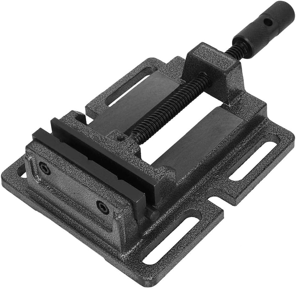 Hilitand Press Vise Clamp Drill Press Vise, Cast Iron Slotted Base Hand Tool for DIY Sculpture Craft Carving Tool(4 inches)