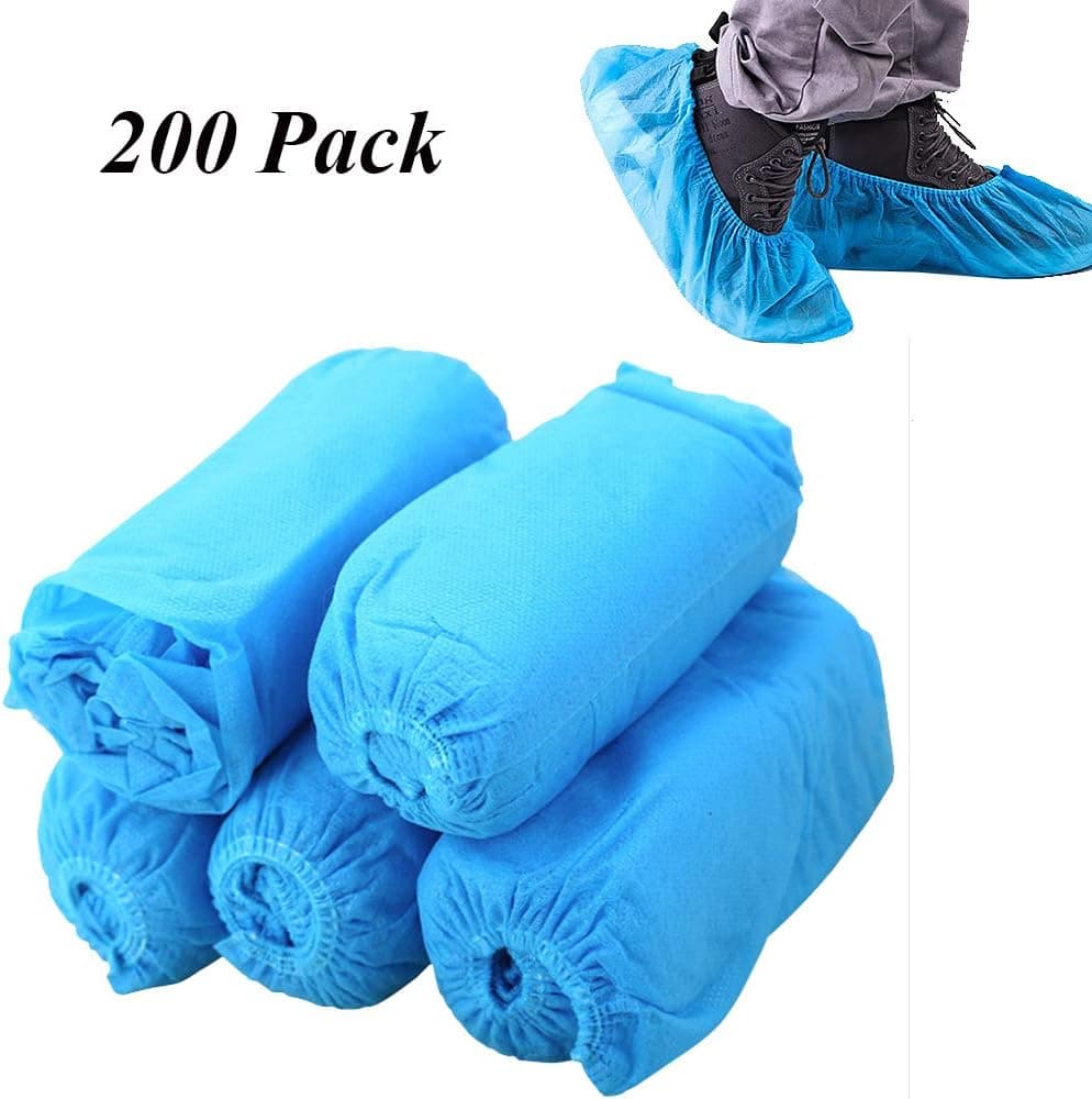 Shoe Covers Disposable Boot -200 Pack Disposable Shoe & Boot Covers Waterproof for Construction, Workplace, Indoor Carpet Floor Protection Slip Resistant Shoe Booties