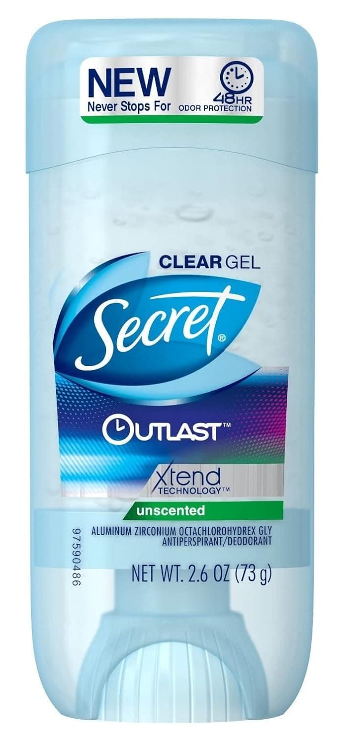 Secret Deodorant Outlast Clear Gel Unscented 2.6 Ounce (76ml) (6 Pack)