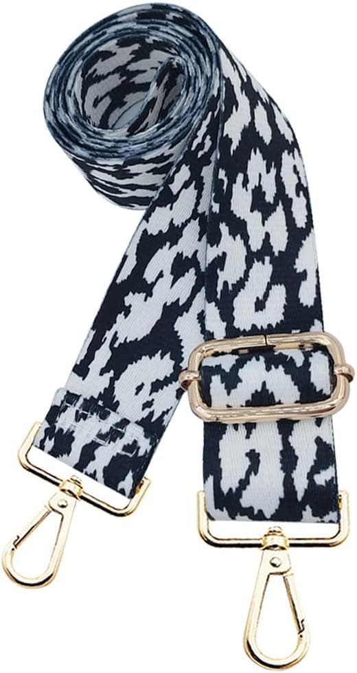 Purse Strap Replacement Crossbody Wide Black and White Leopard Print Shoulder Straps for Handbags
