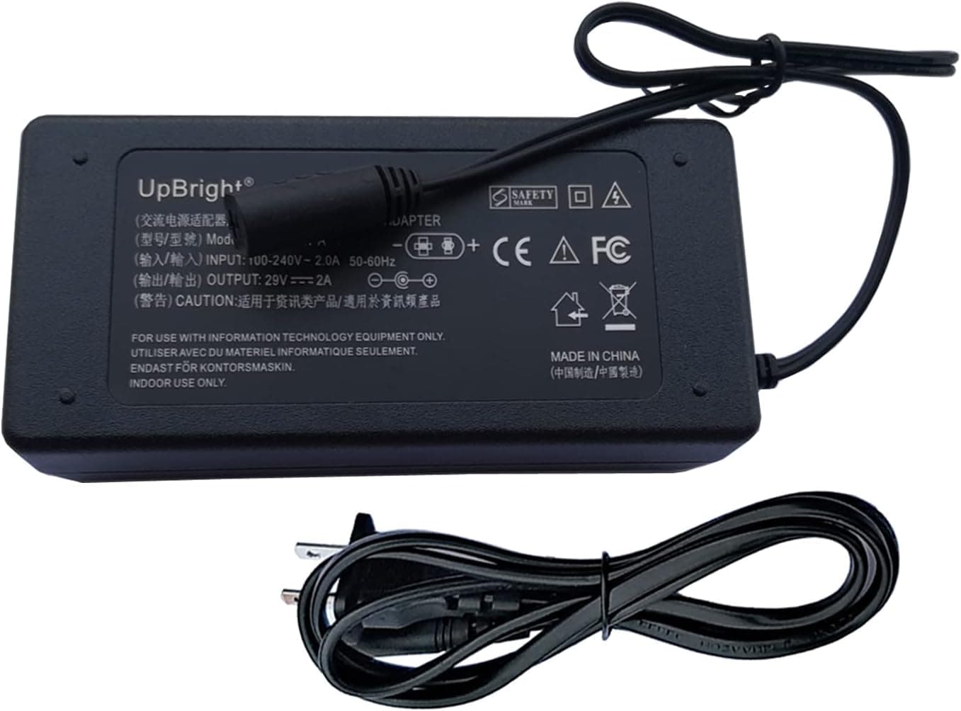 UpBright 2-Prong 29V AC/DC Adapter Compatible with Okin DeltaDrive 72506 24V Motor 1.28.000.091.30 128.000.002.59 9.28.000.130.30 Pride DRVMOTR1308 Golden GM1500-LM LL-530 Lift Chair Power Supply