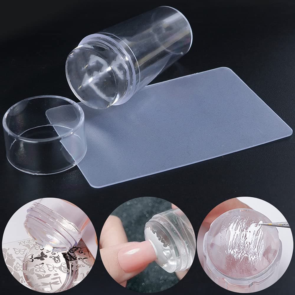 Nail Art Stamper - Silicone Jelly Nail Stamper - Clear Nail Stamp - French Line Nail Stamping Plate - Transparent Body Nail Stamper - Nail Stamper Kit - Nail Accessory Tool for DIY Nail Art Decor