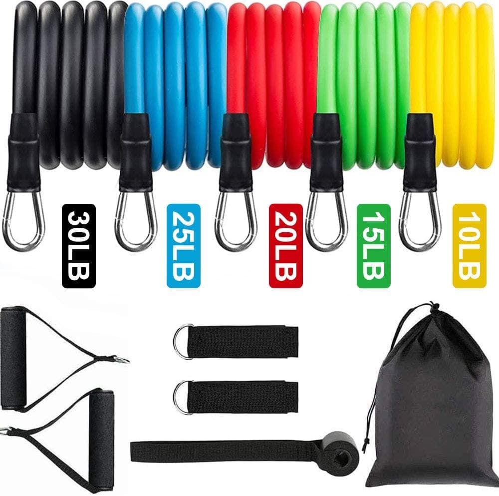 Resistance Bands Weight Training with Handle - Exercise Bands Set with Door Anchor for Men Working Out, Fitness Bands Resistance, Stackable Up to 100 Lbs
