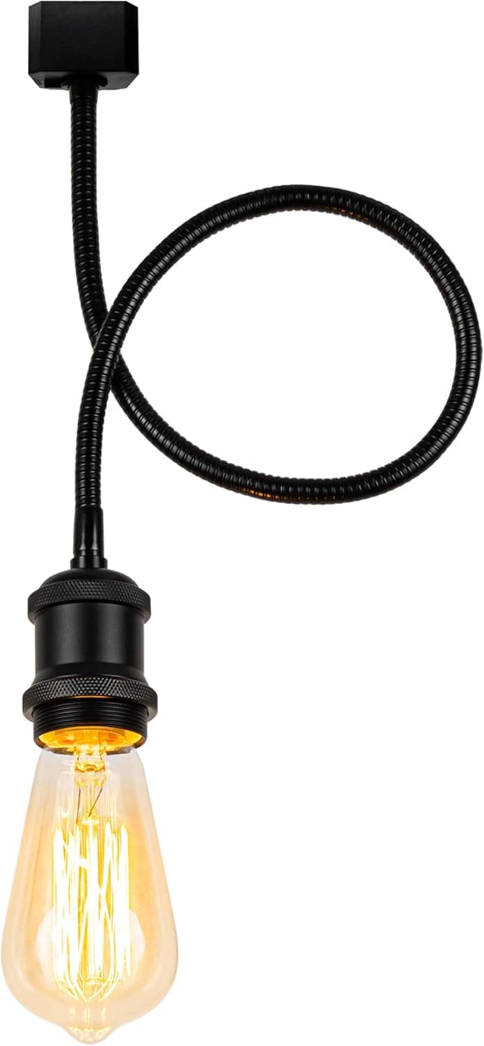 SKIVTGLAMP H Type Track Light,Black Iron DIY Ceiling Spotlight, Flexibly Rotatable Light Goose Neck Head, Adjustable Island Lighting Mini Halo Track Mounted Pendant Lamp for Kitchen Island,1 Pack