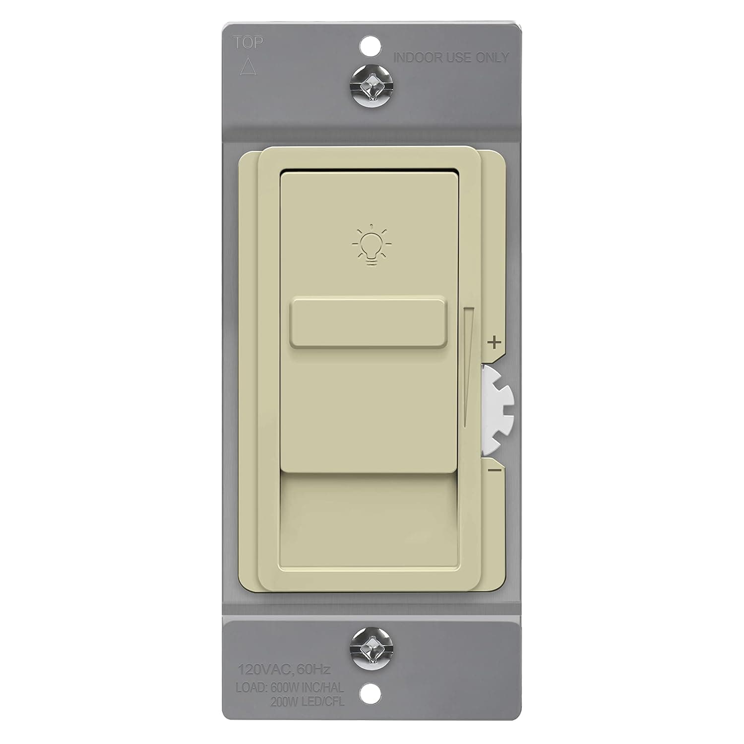 TOPGREENER Digital Dimmer Light Switch for 200W Dimmable LED/CFL Lights, Single Pole Led Slide Dimmer Switch, Neutral Wire Not Required, UL Listed, TGDS1-I, Ivory,1 Pack
