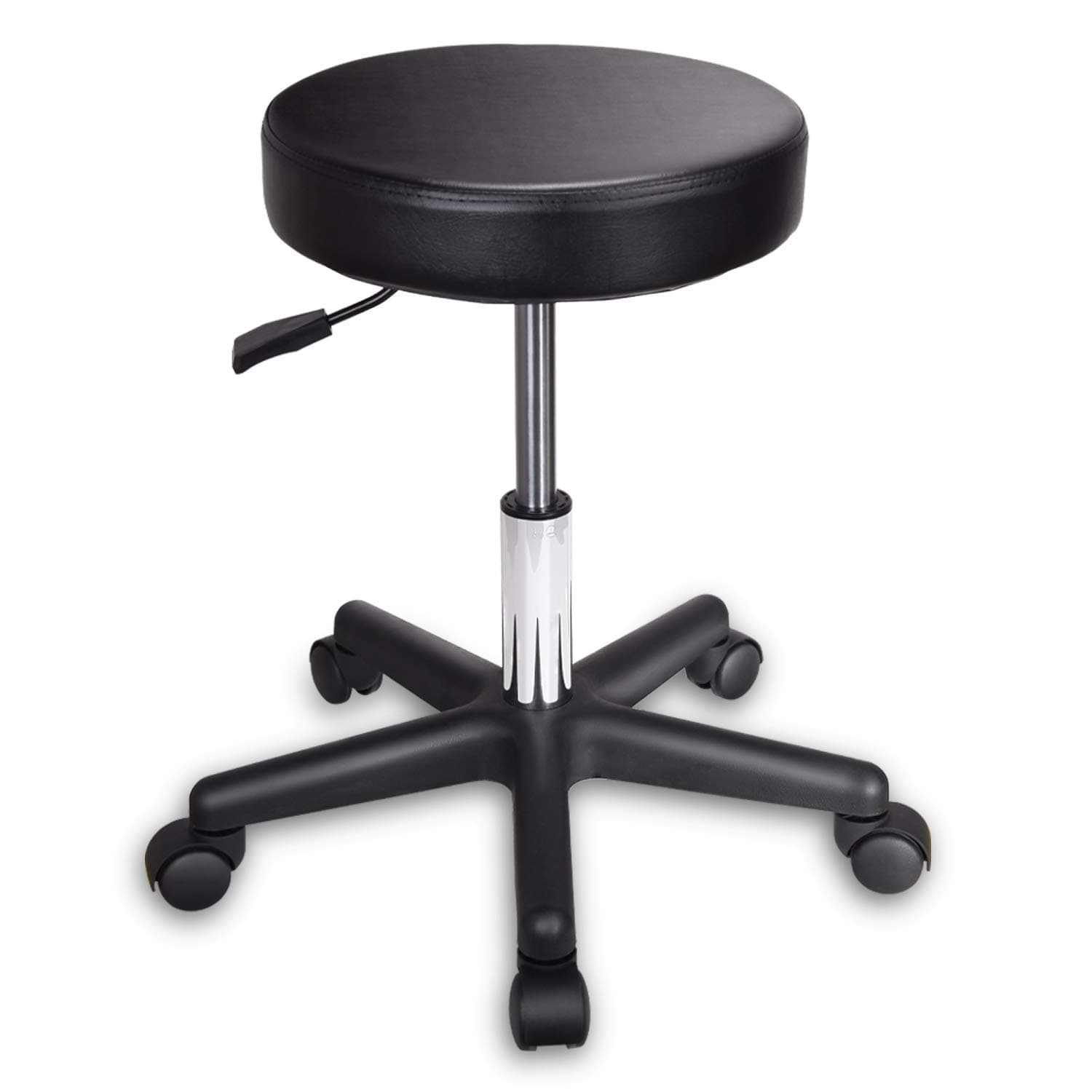 MYFUNSHOP Adjustable Height Rolling Stool With Wheels for Office Studio Spa Tattoo Massage Salon Piano Drafting(Black)