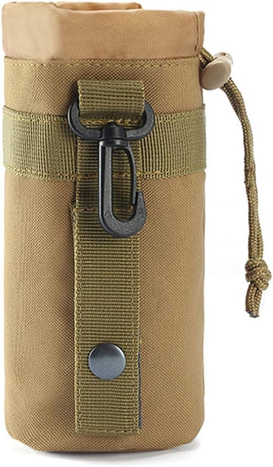 BraveHawk OUTDOORS Tactical Water Bottle Pouch, 900D Nylon Oxford Water-Resistant Lightweight Military MOLLE Drawstring Open Top Travel Kettle Holder Bag Outdoor Hydration Carrier Holster
