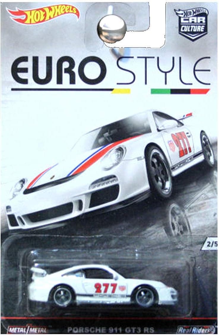 Porsche 911 GT3 RS Hot Wheels Euro Style Series White Porsche 911 GT3 RS 1:64 Scale Collectible Die Cast Metal Toy Car Model 2/5