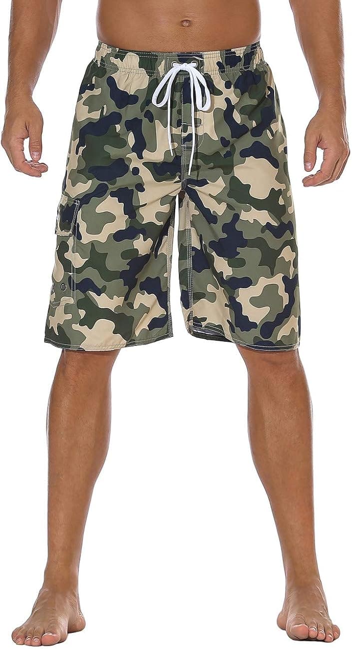Nonwe Men's Beachwear Summer Holiday Swim Trunks Quick Dry Striped