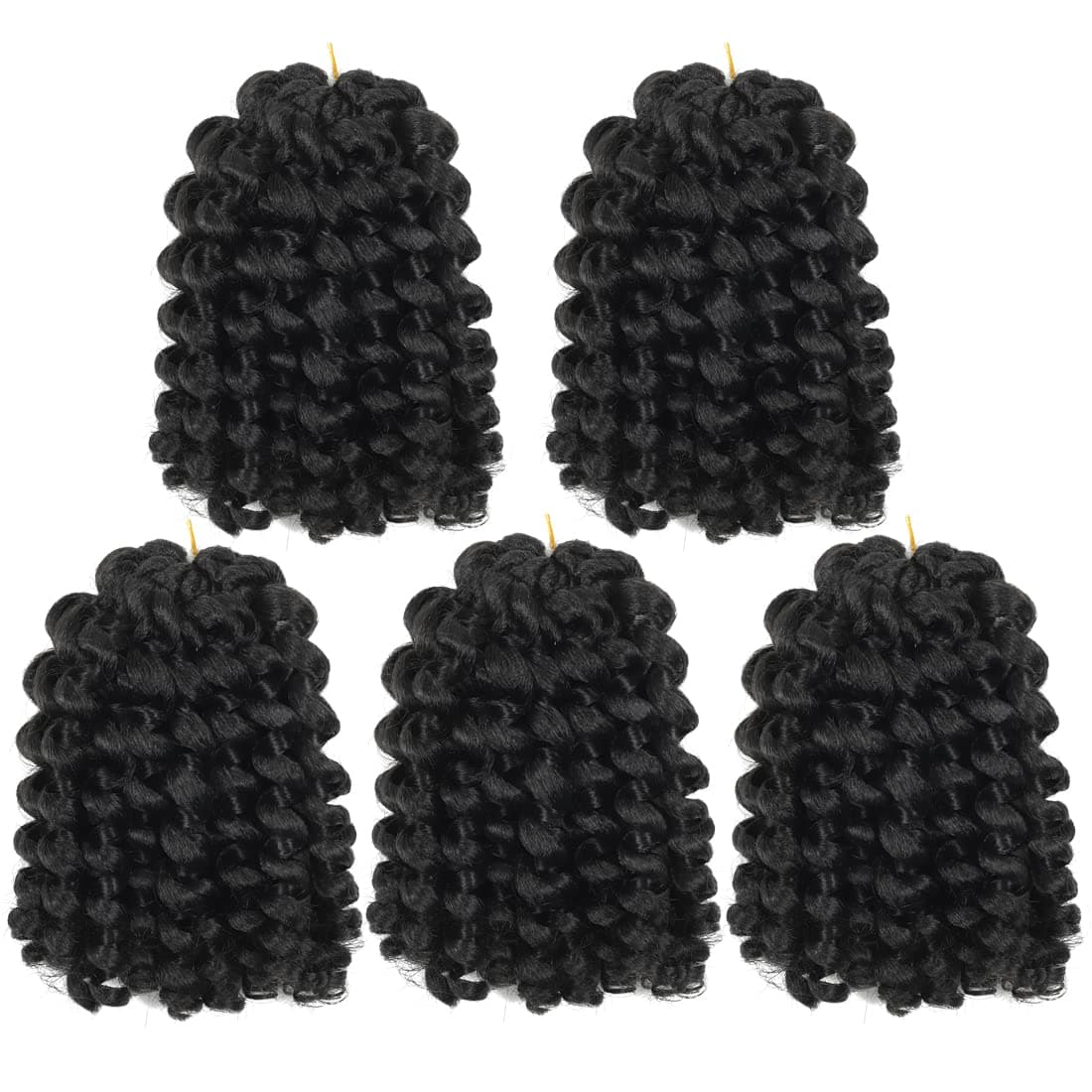 Crochet Braids Hair 8 Inch Jamaican Bounce Wand Curl Crochet Hair Curly Bounce Crochet Braids Hair Extension Twist Crochet Hair for Black Women(5 PCS, 1B)