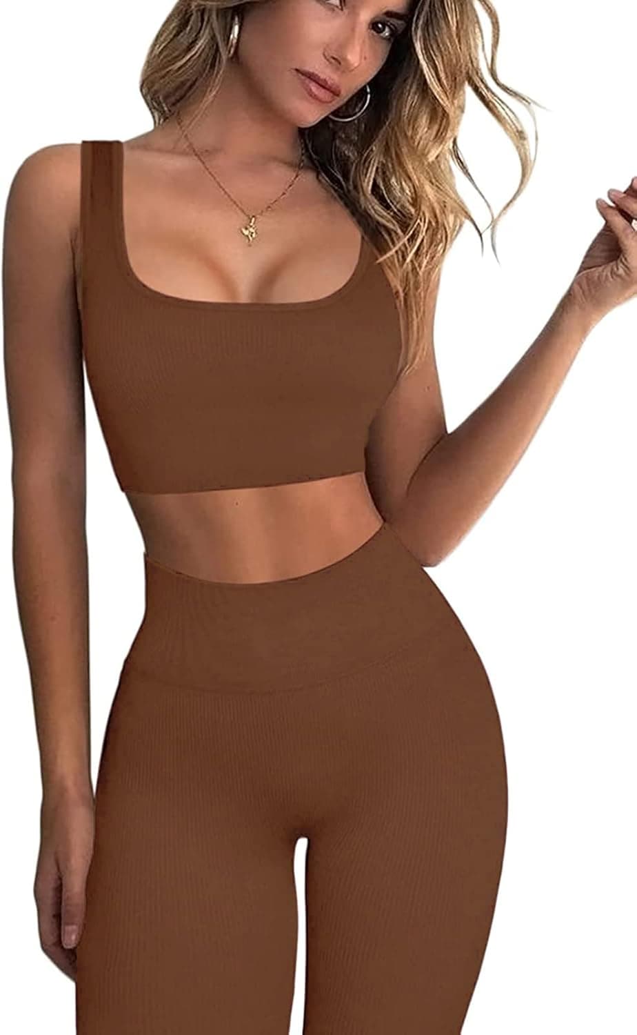 Beaufident Workout Sets for Women Active 2 Piece Seamless Matching High Waist Yoga Set Gym Outfits