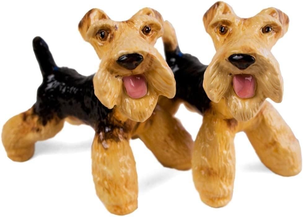 Airedale Terrier Mini Black and Tan Handmade Cruet Set (8cm x 9cm)