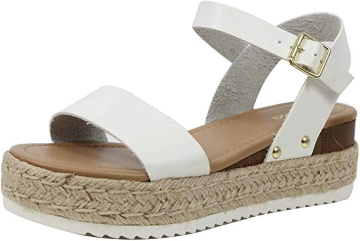 Soda Women's Open Toe Ankle Strap Espadrille Sandal