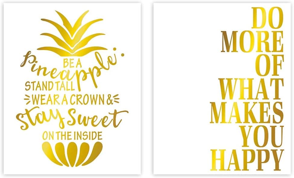 LHIUEM Inspirational Quote Stand Tall Wall Decor,Modern Abstract Pineapple Wall Art,Motivational Saying Be A Pineapple Cardstock Poster For Living Room, Office Decor (Set of 2,8”×10”，Unframed)