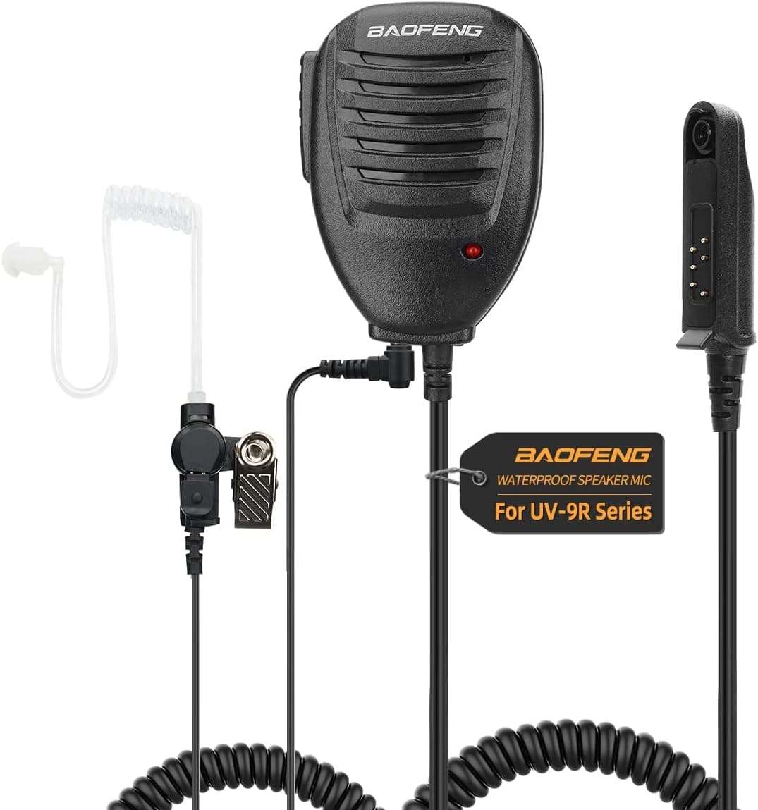 BAOFENG Original Handheld Remote Speaker Mic Microphone with Covert Acoustic Tube Earphone for UV-9R/ Plus BF-9700 BF-A58 UV-9R Pro GMRS-9R UV-9G Waterproof Two-Way Radio