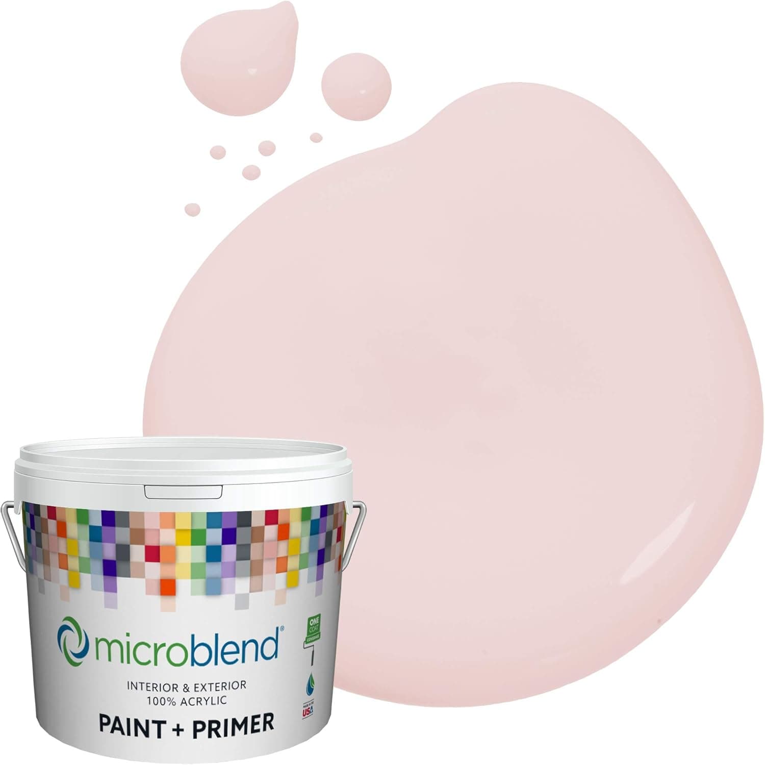 Microblend Interior Paint and Primer - Pink/Pink Pale, Eggshell Sheen, Quart, Premium Quality, High Hide, Low VOC, Washable, Microblend Reds Family