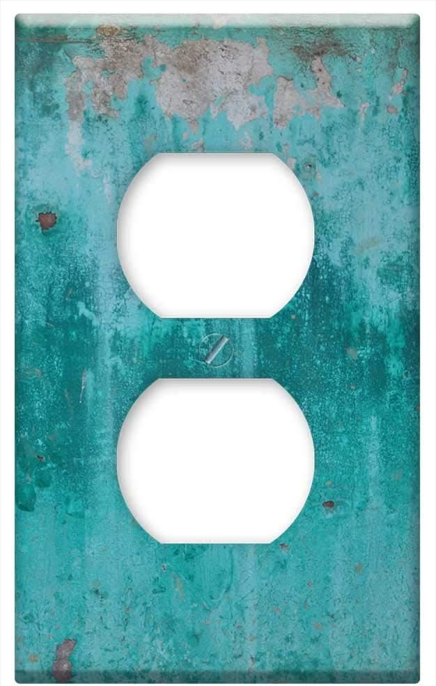Switch Plate Outlet Cover - Turquoise Sheet Weathered Corrosion Metal Rusted