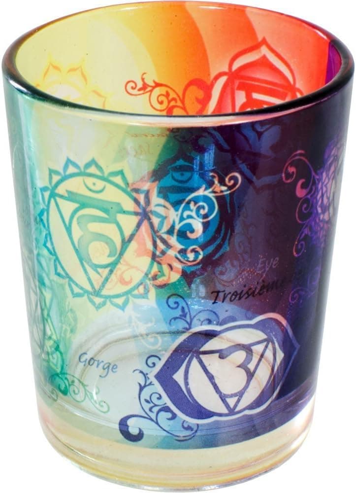 Printed Glass Votive Holder - Chakras