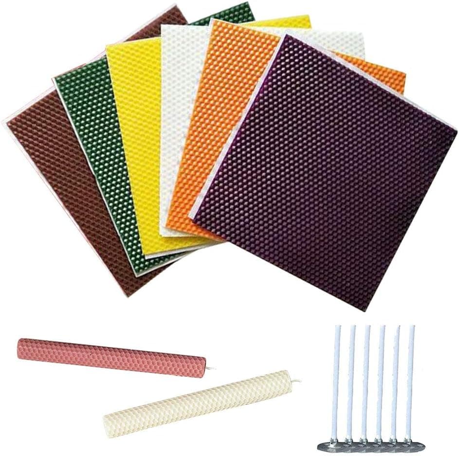 Beeswax Candle Making Kit, Includes 6 Beeswax Honeycomb Sheets, 6 Cotton Wicks, DIY Your Own Candle Rolling Candle Molds Supplies for Kids and Adults