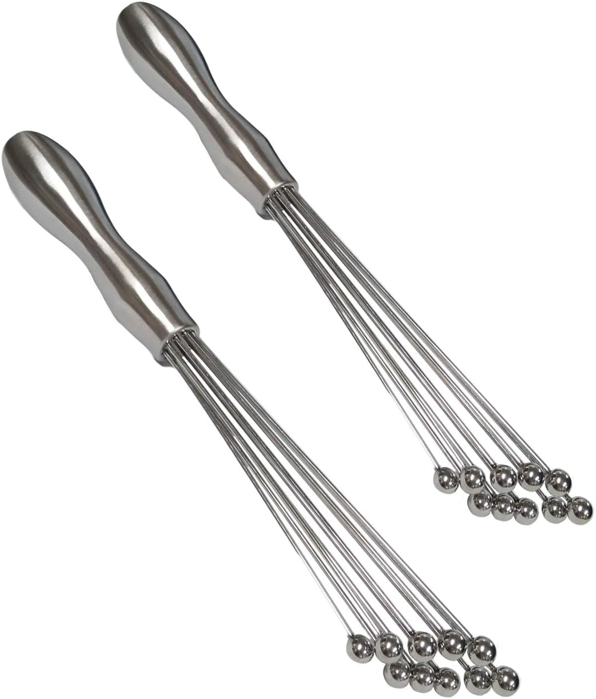 2 Pack (10" & 12") Stainless Steel Egg Whisks with Mini Ball Whisk Egg Beater Manual Mixer for Sauces Cream egg Cooling Blender
