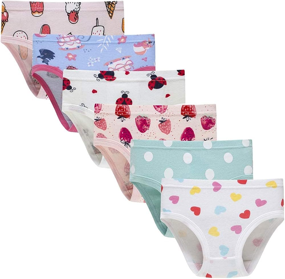 benetia Girls' Soft Cotton Underwear Little Kids ' Assorted Panties (Pack of 6)