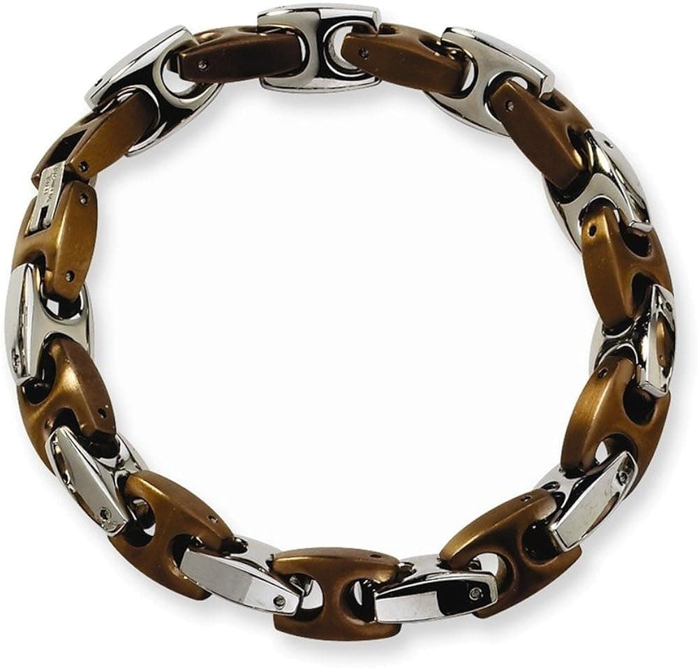 Stainless Steel Brown IP-plated 8.25in Bracelet Length 8.25"