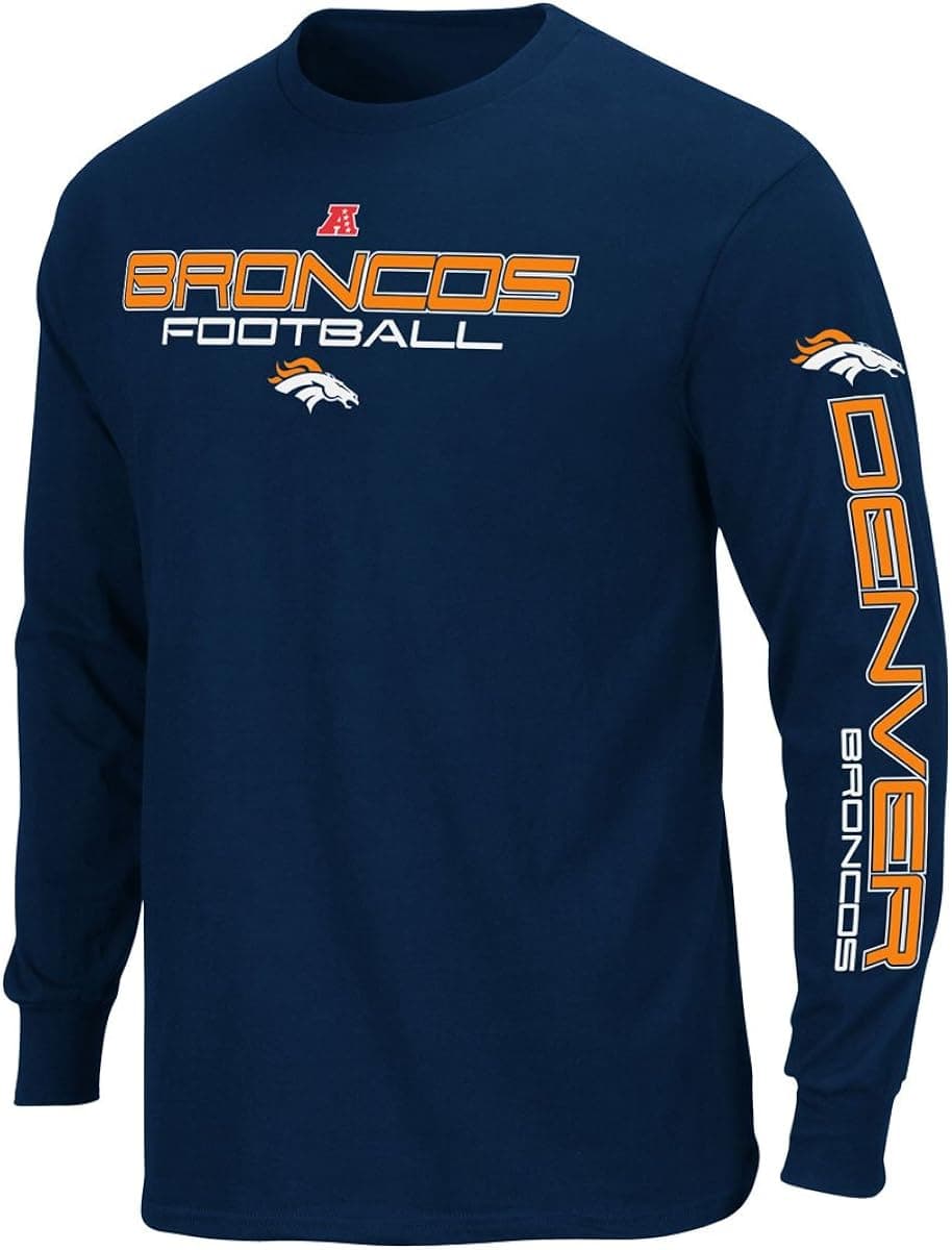 NFL Denver Broncos Primary Receiver III Long Sleeve T-Shirt - Navy Blue
