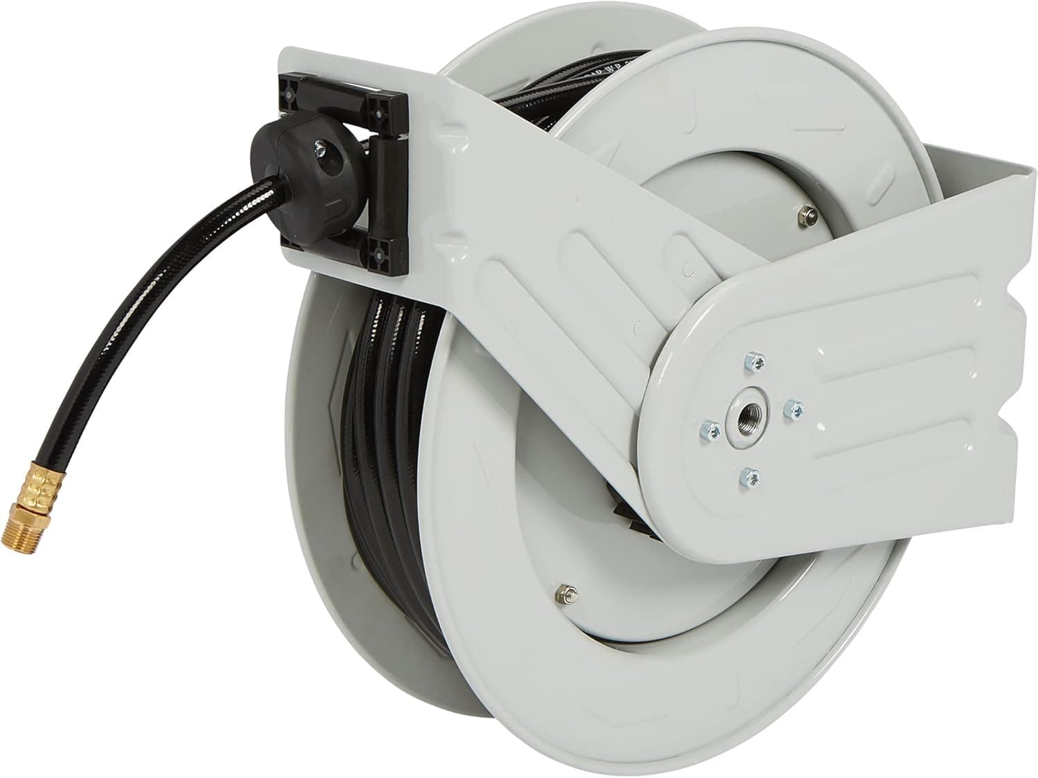 Klutch Auto Rewind Air Hose Reel - with 3/8in. x 50ft. PVC Hose, Max. 300 PSI