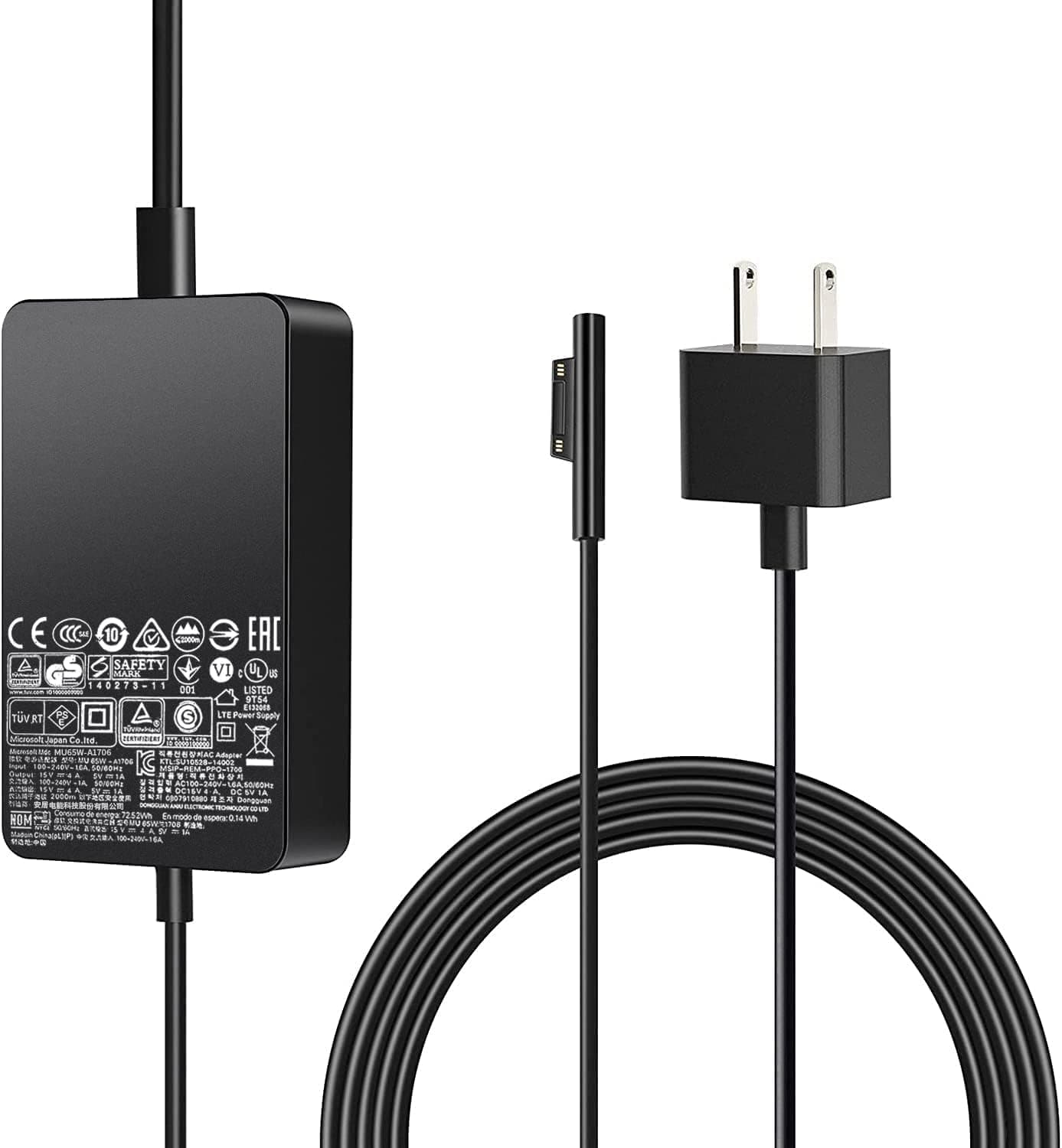 Surface Pro Charger SUPERNIGHT 65W 15V 4A Surface Power Adapter Compatible for Microsoft Surface Book/Book 2, Surface Pro 3/4/5/6/7/X, Surface Laptop1/2/3, Surface Go, with 5V 1A USB Charging Port