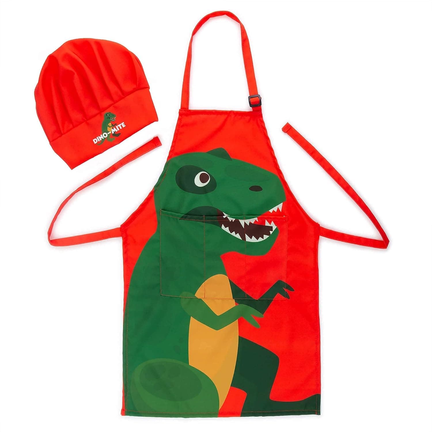 Kids Apron - Kids Chef Hat And Apron - Dinosaur Apron For Kids - Toddler Apron - Kids Cooking Aprons - Toddler Apron for Girls and Boys - Toddler Chef Hat And Apron - Kids Chef Hat 3 to 8 Years