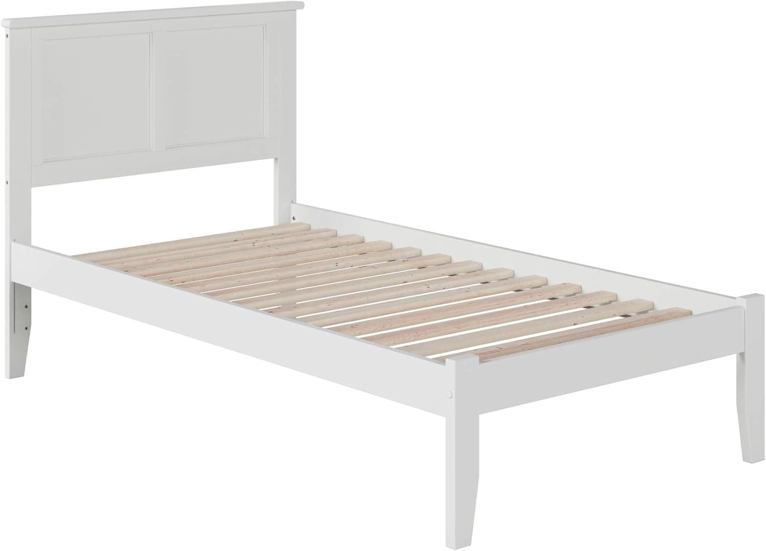 Atlantic Furniture AR8611002 Madison Platform Bed with Open Foot Board, Twin XL, White