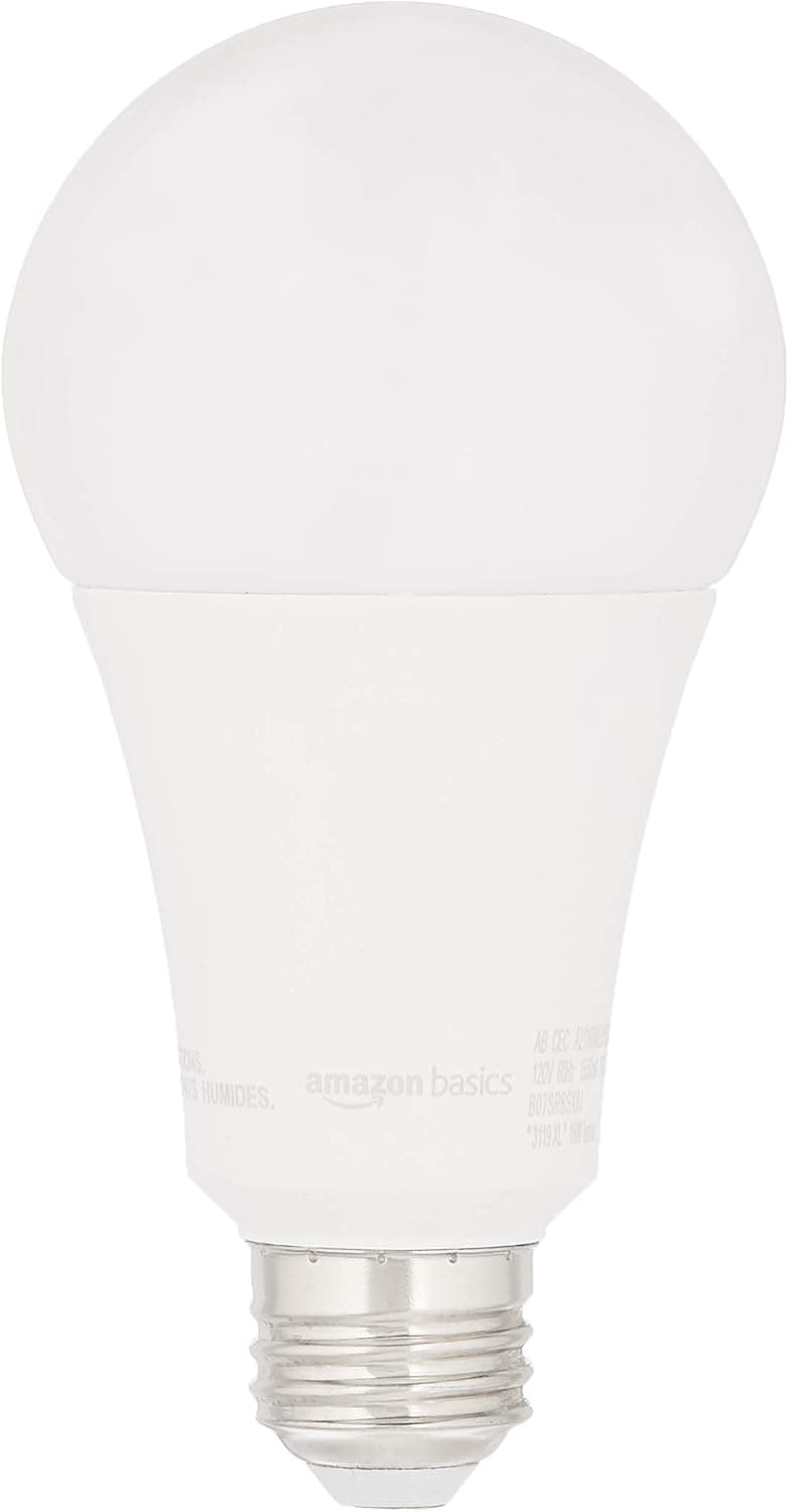 Amazon Basics 100W Equivalent, Daylight, Dimmable, 15,000 Hour Lifetime, CEC Compliant, A21 LED Light Bulbs | 6-Pack