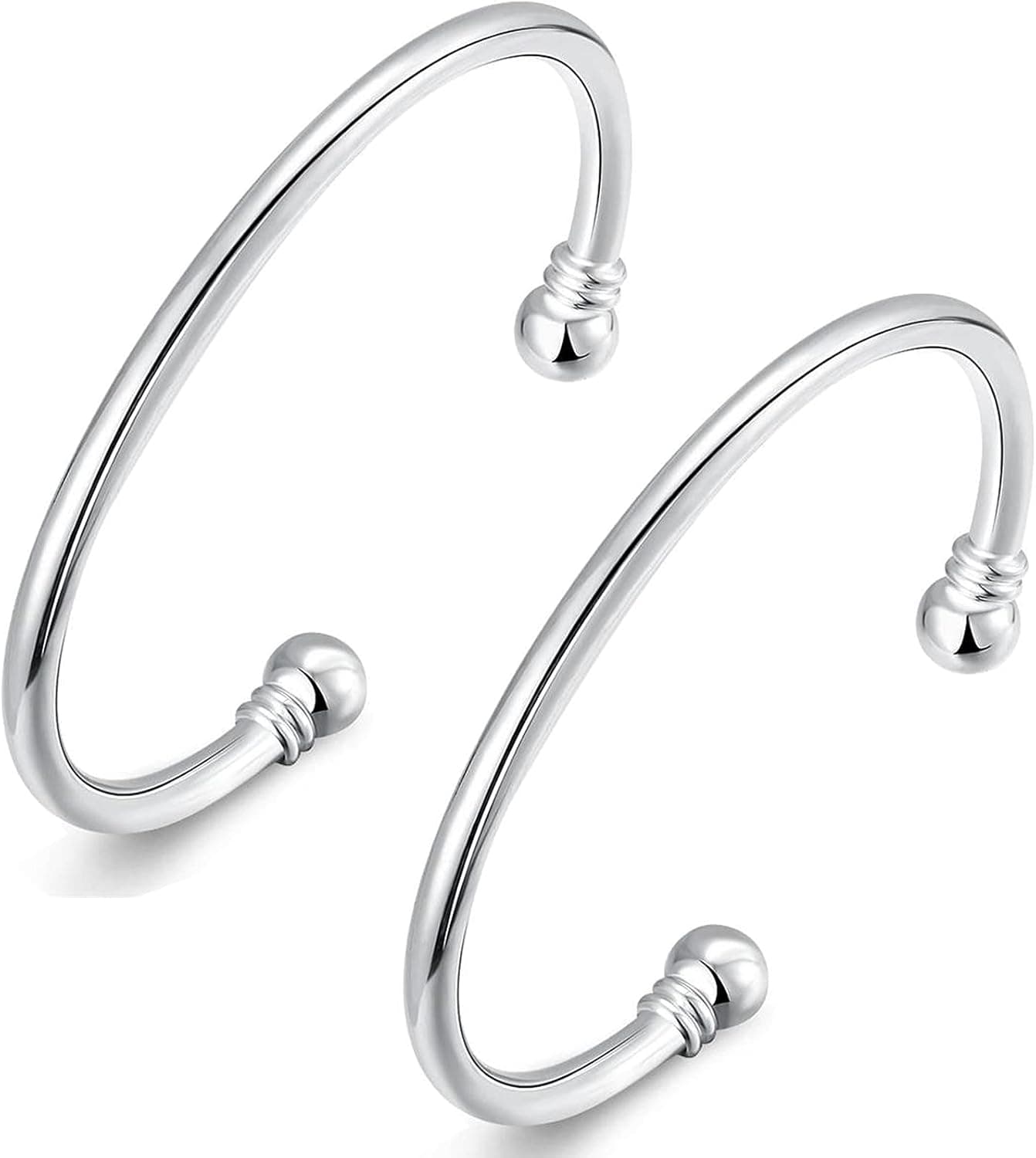 Denchy 925 Silver Trendy Bracelet, Fashion Jewelry Simple Cuff Bangles for Women Mom Wife Valentine Mothers day Gift