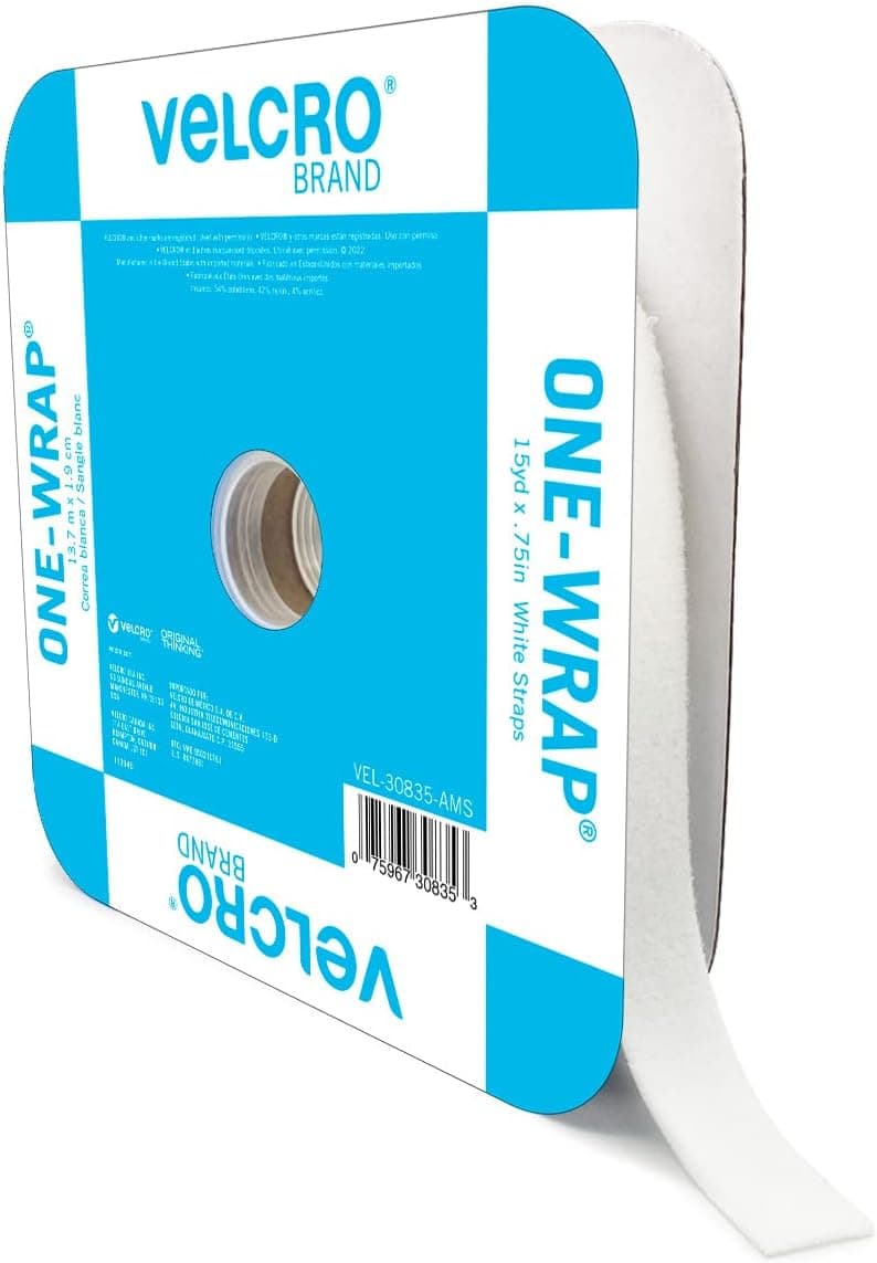 VELCRO Brand Cut to Length Straps Heavy Duty | 45 Ft x 3/4 in | ONE-WRAP Self-Gripping Double Sided Roll | Bundling Ties Fasten to Themselves for Secure Hold, VEL-30835-AMS, White