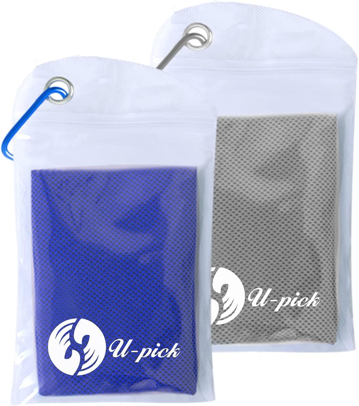 U-pick 2pack Cooling Towel for Sports,Workout,Fitness,Gym,Yoga,Pilates,Travel,Camping & More,Chilly Towel for Instant Cooling Relief 100% Microfiber and Soft Breathable 40x12 (Dark Blue&Gray)