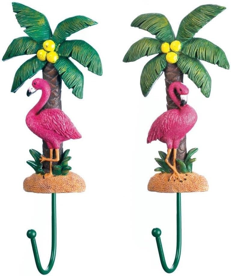 Kitchen Wall Hooks, Pink Flamingo Bathroom Mounted Coat Wall Hooks Organizer