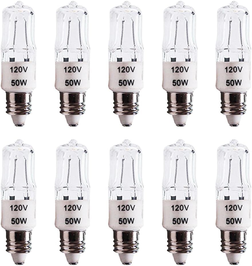 eTopLighting (10) EX11-120V-50W 10-Pack Halogen Replacement Bulb, E11 Base, 120V 50W, Mini Candelabra, 10XE11-120V-50W, Piece