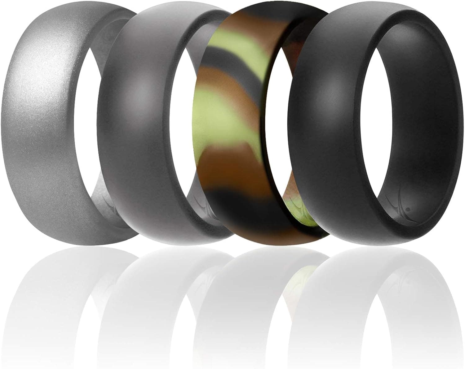 ROQ Silicone Rubber Wedding Ring for Men, Comfort Fit, Durable, Breathable Rubber Engagement Band, Men's Wedding Band, Multi Packs, Multi Colors