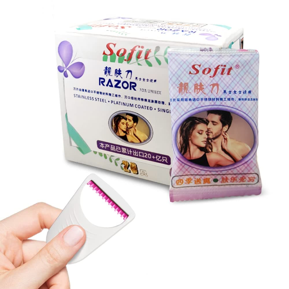 Disposable Blade Razor 20 PCS with individed pack, unisex dry/wet use hair removal, Safety Hygiene Protable