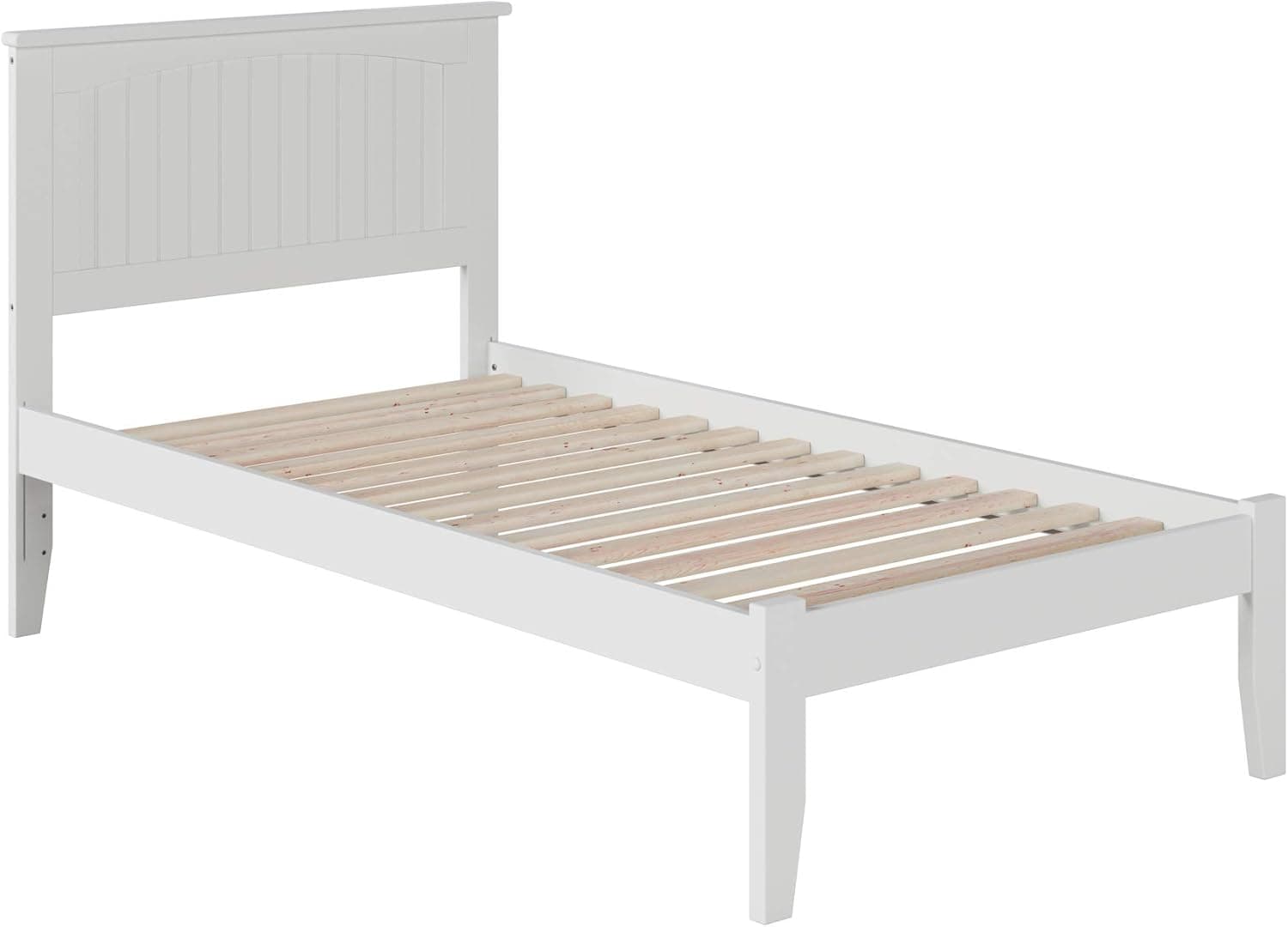 AFI Nantucket Twin Platform Bed with Open Footboard and Turbo Charger in White