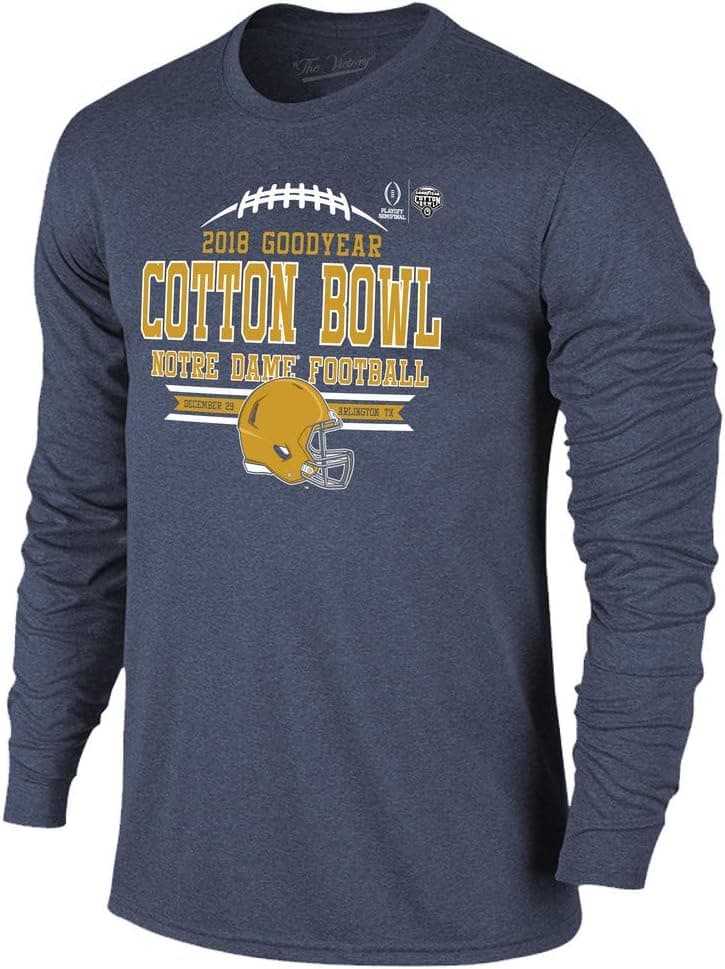 Elite Fan Shop Notre Dame Fighting Irish Cotton Bowl Long Sleeve Tshirt 2018 Laces Navy