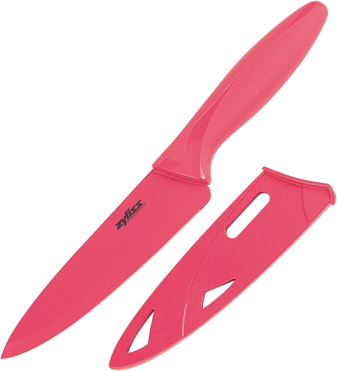 ZYLISS Kitchen Utility Paring Knife with Sheath Cover, 5.5-Inch Non-Stick Stainless Steel Blade, Pink