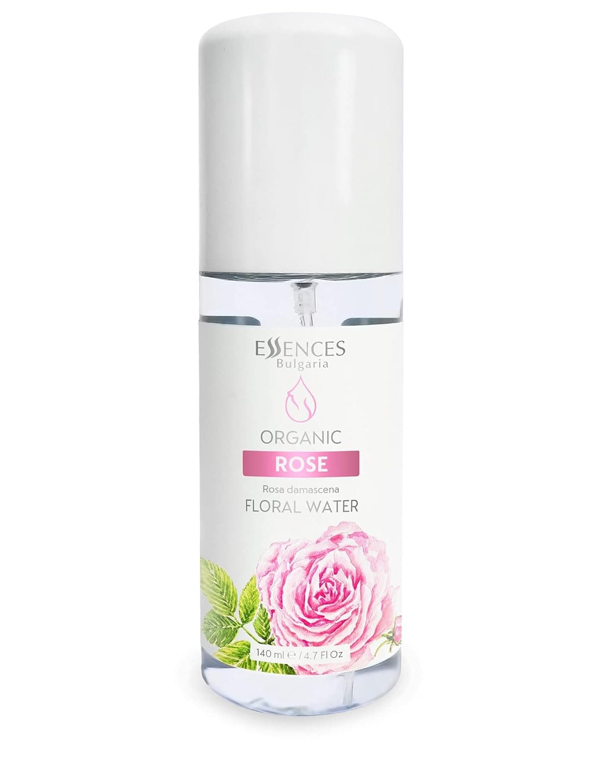 Essences Bulgaria | Organic Rose Floral Water 4.7 Fl Oz | 140ml | Rosa damascena | 100% Pure and Natural | Anti-Age Refreshing Beauty Mist | Alcohol-Free | Makeup Remover | Hydrating | Vegan