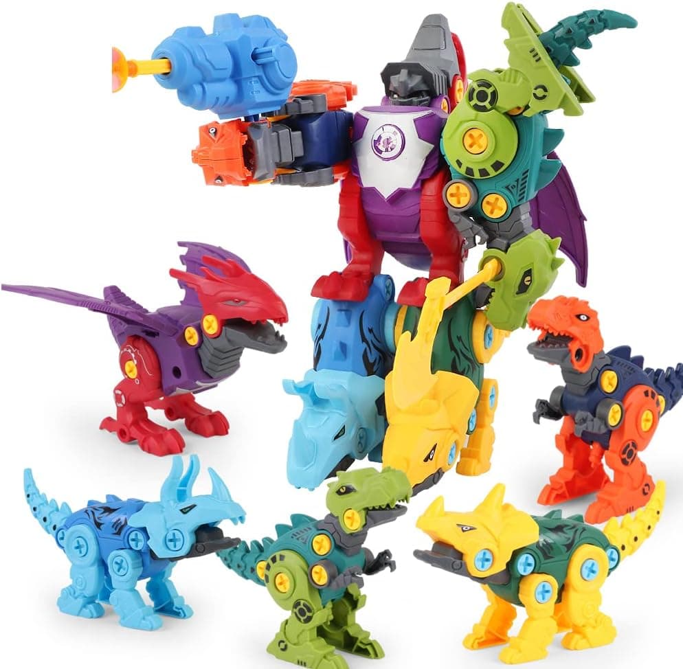 miYou Take Apart Robot Dinosaur Toy 5 in 1 DIY Building Toys Set for Kids 3-5 Year Old