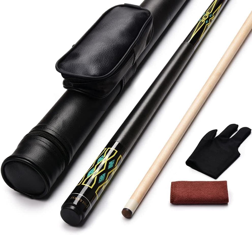 JianYing 2-Piece 58 Inches Pool Cue/Pool Stick 18/19/20/21oz Ergonomic Design Hardwood Canadian Maple Billiard Cue Sticks with Cue Case